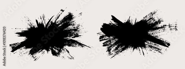 Fototapeta Burst brush strokes vector. Set of explosion text boxes. Grunge design elements. Painted prickly shapes