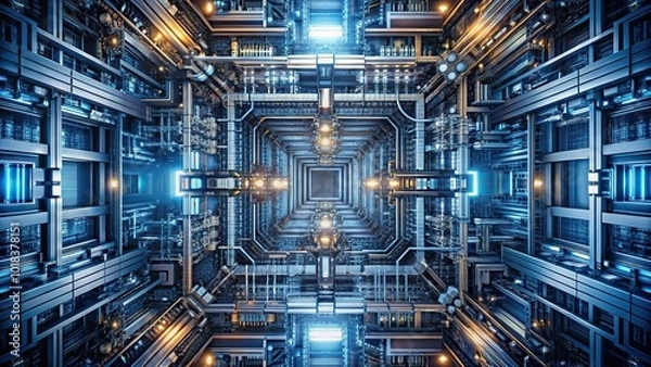 Fototapeta Abstract symmetrical metallic structure background