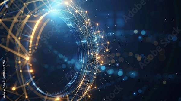 Fototapeta Abstract Digital Network with Glowing Lights