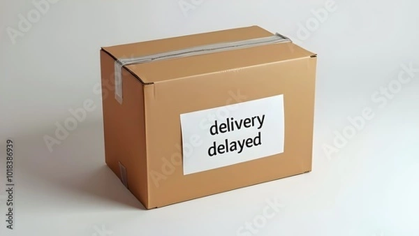 Fototapeta Delivery delayed box on a white background late shipping problems on online order E-commerce issue