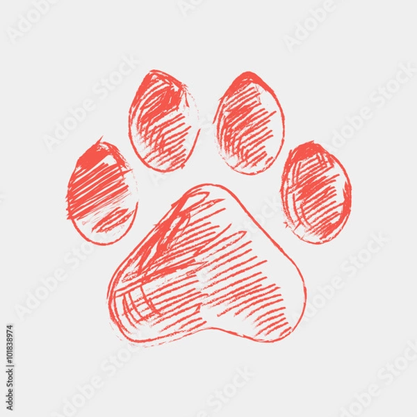 Fototapeta hand drawn doodle of animal footprint, Vector illustration.