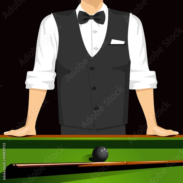 Fototapeta man leaning on a pool table