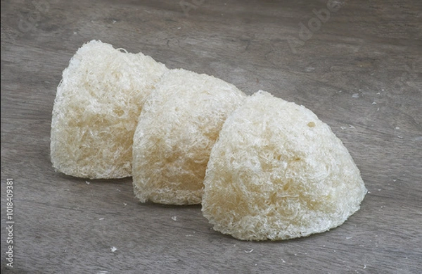 Fototapeta Swallow's nest or Bird’s nest isolated. Bird's nest is an expensive culinary ingredient for health. Edible bird's nest 