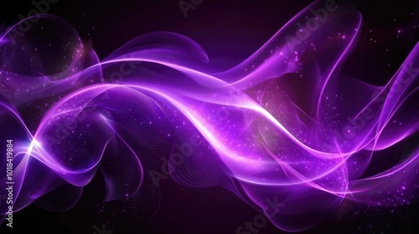 Fototapeta Flowing purple curves and glowing lines form an abstract business-themed background.