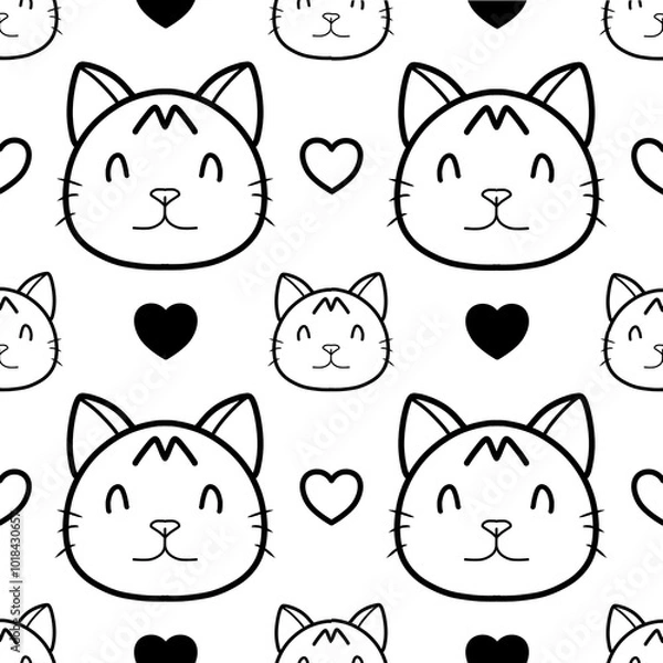 Fototapeta seamless pattern background with cute cartoon cat