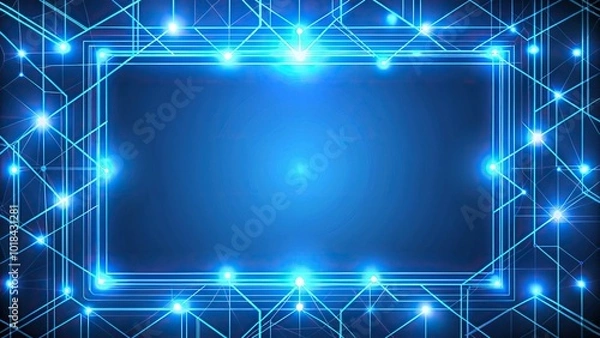 Fototapeta Abstract geometric wire frames overlaying blue background