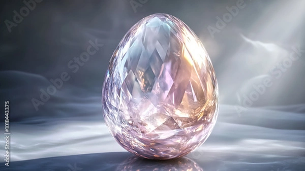 Fototapeta A crystalized Easter egg made of transparent, shimmering materia