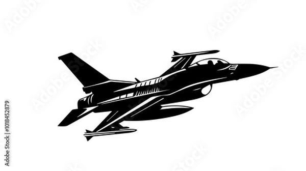 Fototapeta Illustration of a military fighter jet on a white background. Air force.
