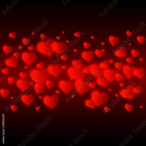 Fototapeta confetti falling from red hearts