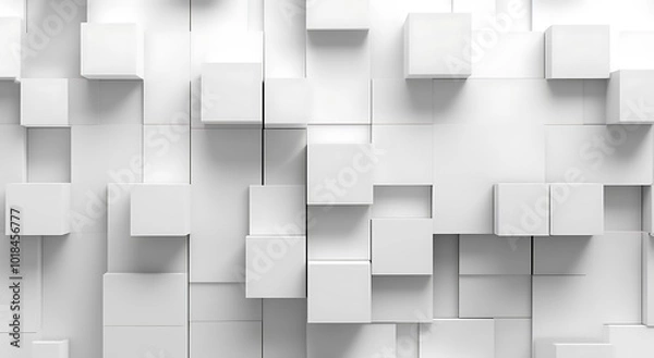 Obraz 3D-rendered pattern of white cubes for use in graphic design and web backgrounds.
