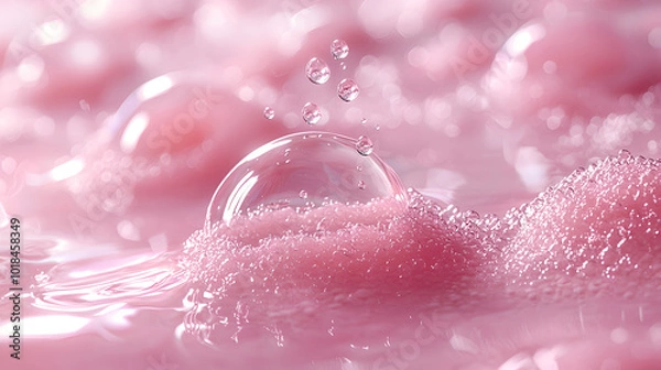 Fototapeta Delicate Pink Bubbles on Soft Surface