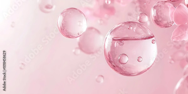 Fototapeta Delicate Pink Bubbles on Soft Background