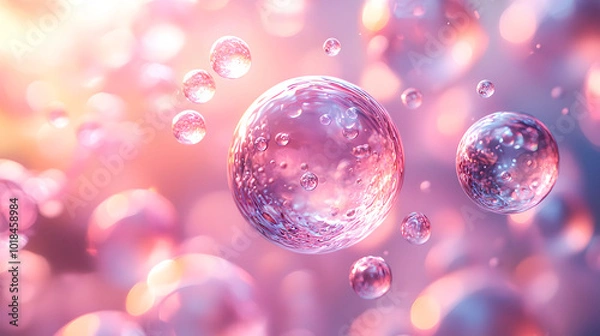 Fototapeta Colorful Bubbles with Soft Light Background