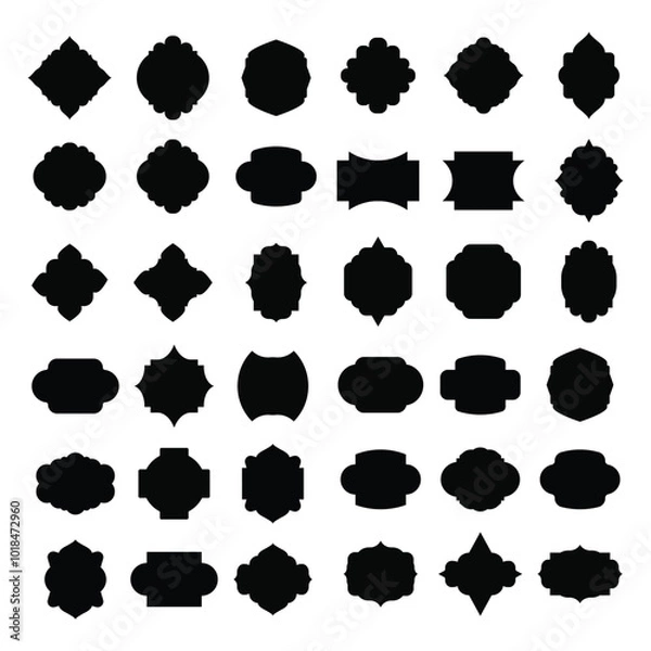 Fototapeta Decorative black frame shape illustration set design