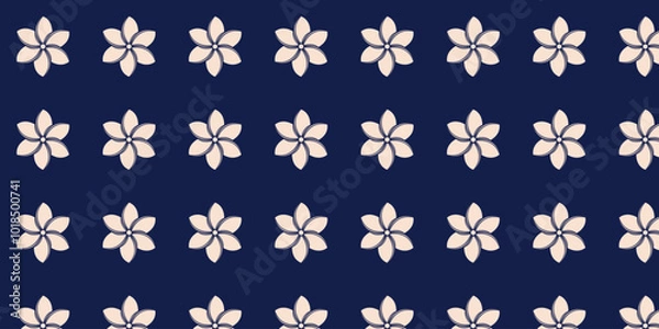 Obraz Cool and cute orchid flower pattern in cream color on blue background