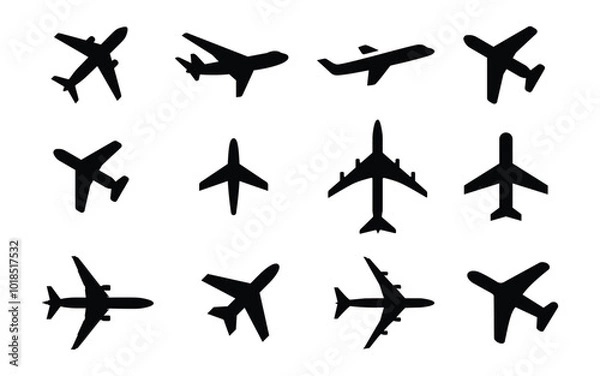 Fototapeta Airplane icon set vector on white background 