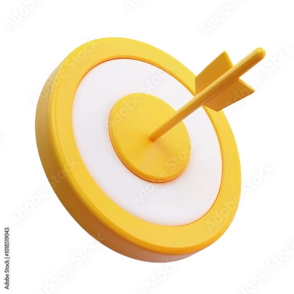 Fototapeta yellow target with arrow 3d render icon isolated on transparent background cutout