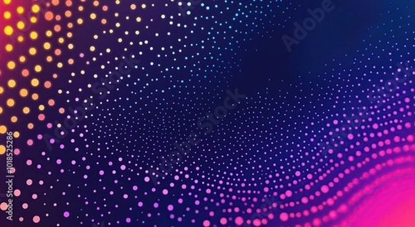 Fototapeta Abstract Blue and Purple Background with Colorful Polka Dots in a Wavy Pattern