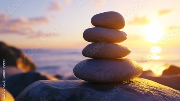 Obraz Zen Stones at Sunset