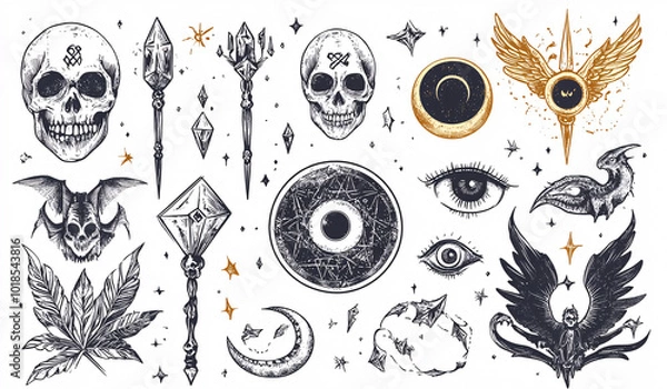 Obraz Occult Tattoo Designs.