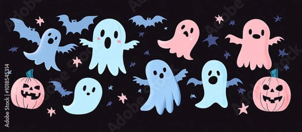 Obraz Cute Halloween Ghosts.