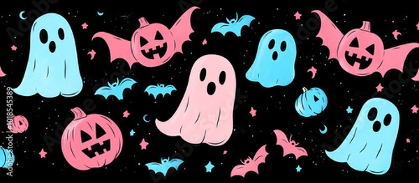 Obraz Halloween Ghosts & Pumpkins.