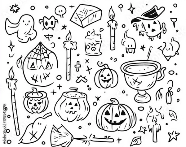 Obraz Halloween Doodle Set.