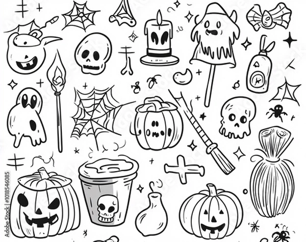 Obraz Halloween Doodle Set.