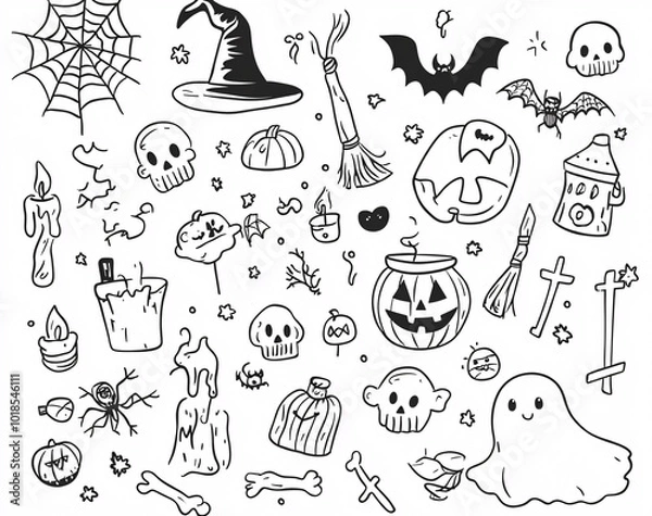 Obraz Halloween Doodle Set.