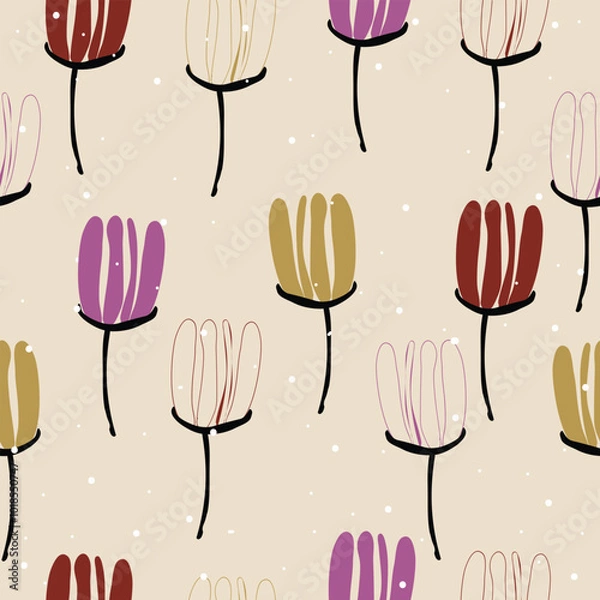 Fototapeta Seamless floral pattern textile vector background