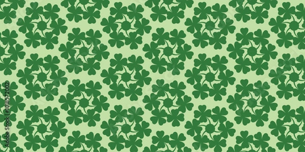 Obraz Dark green clover leaf motif pattern on a light green background