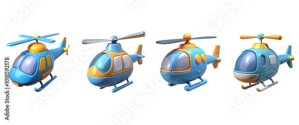 Fototapeta 3D Set of Realistic Helicopters