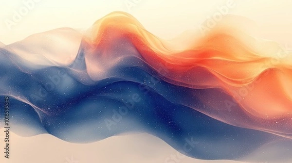 Fototapeta Abstract Wavy Background with Shimmering Gradient of Blue and Orange Hues