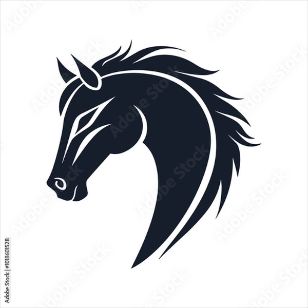 Fototapeta Stylized Horse Head Illustration in Minimalist Black and White Vector Art for Logos and Wildlife Designs