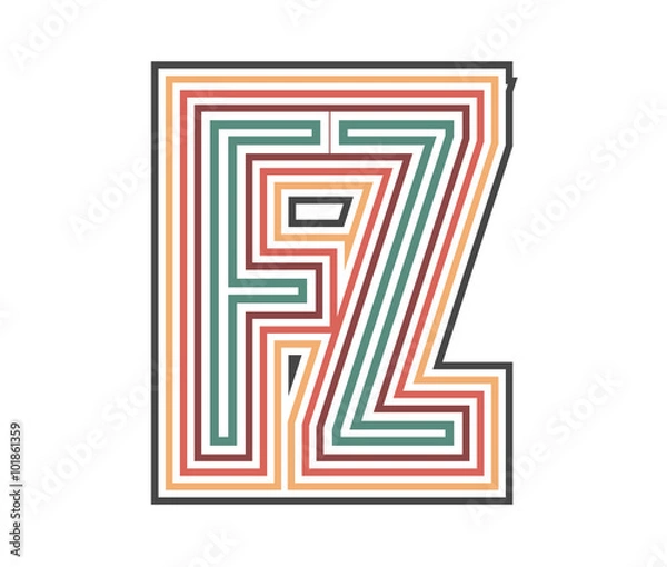 Fototapeta FZ Retro Logo with Outline. suitable for new company.