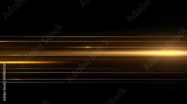 Fototapeta Abstract Golden Light Streaks on Black Background