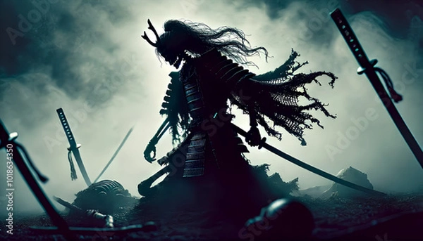 Fototapeta 武者　シルエット