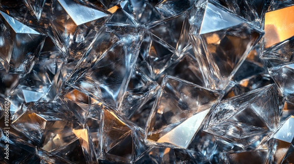 Fototapeta Intricate arrangement of glass-like crystals reflecting light in a captivating display