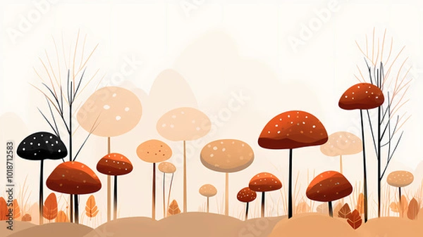 Fototapeta Mushrooms in the autumn forest