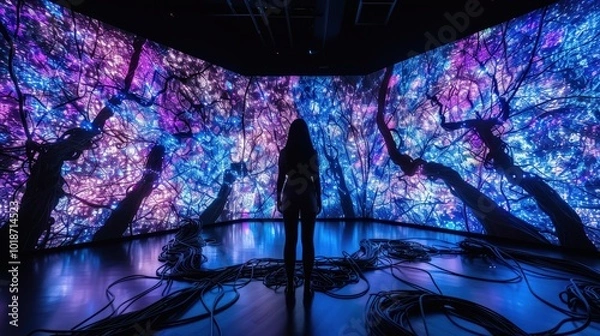 Fototapeta Vivid Light Display in Modern Art Installation