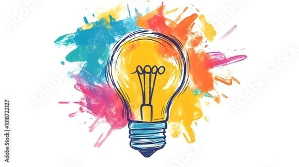 Obraz Colorful drawing of an illustration with the concept and idea theme, vector logo design for business on a white background