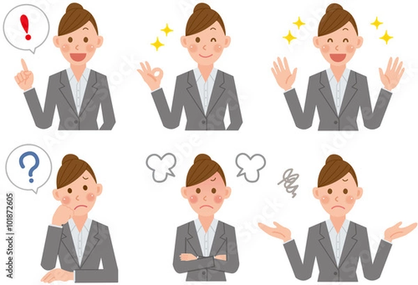 Obraz ビジネスウーマン　表情　セット