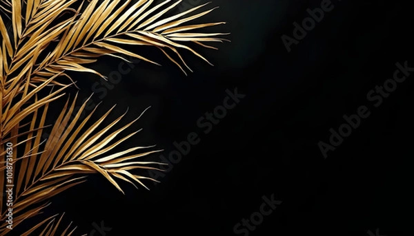 Obraz Elegant background with glossy gold palm fronds