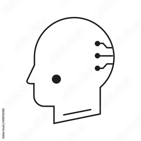 Fototapeta AI-Driven Cognitive Integration for Humans Vector Icon Design, cybernetic technology, AI head, future tech