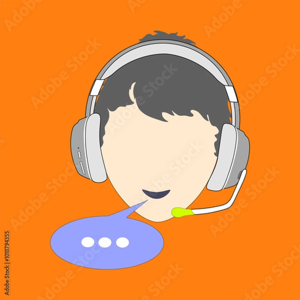 Obraz Call center operator, dialog box. flat icon. vector illustration