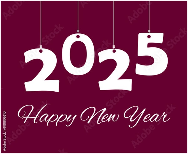 Obraz Happy New Year 2025 Design Festive Maroon And White Abstract Illustration Vector