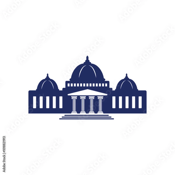 Fototapeta Bank, museum or library icon. Classical architecture building with columns. flat vector illustration easy to edit and customize. . Column pillar parthenon landmark. Vector illustration flat architectu