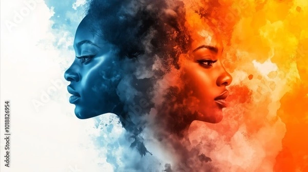 Fototapeta Black History Month colourful abstract illustration of Diverse representations of African-American across different fields.