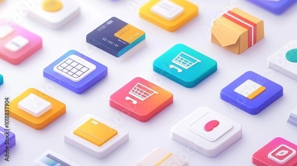 Fototapeta Modern E-commerce Icons for Online Shopping Experience
