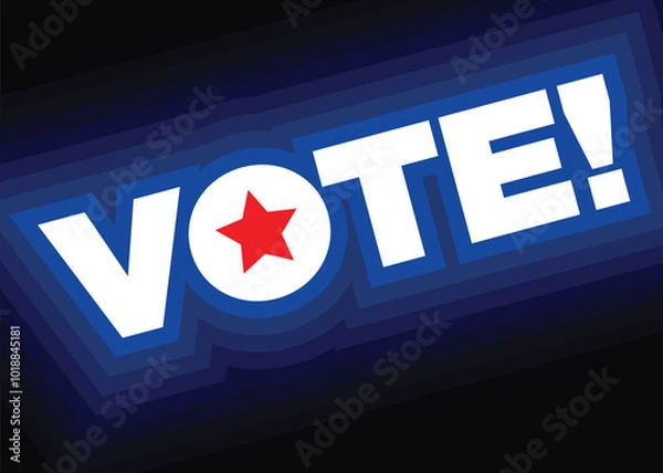 Fototapeta Election social media poster template with vote typography and star icons in red, white, and blue.